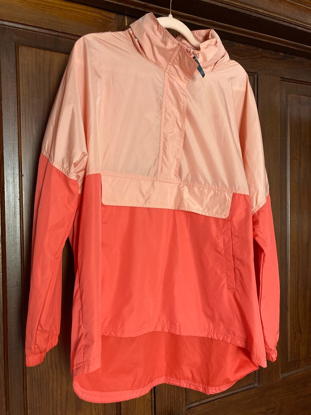 Lauren James Color block Coral Peach Pullover Windbreaker Jacket